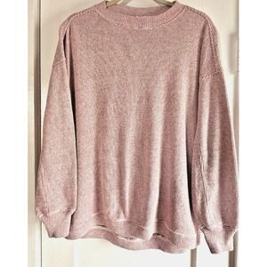 aerie getaway women's XS waffle sweatshirt oversize pink white thick